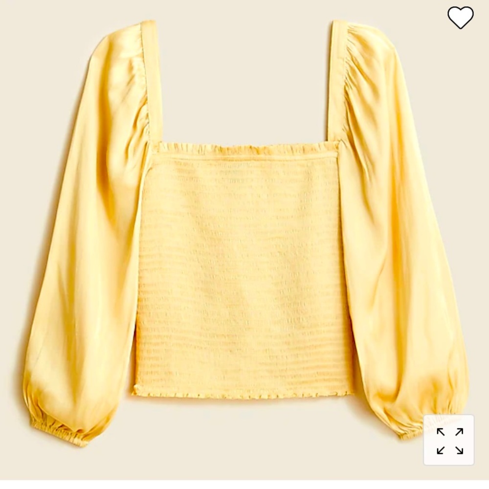 JCrew Square neck smocked satin top
